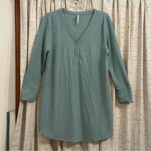 Soma Long Sleeve Waffle Knit Henley Sleepshirt - XXL